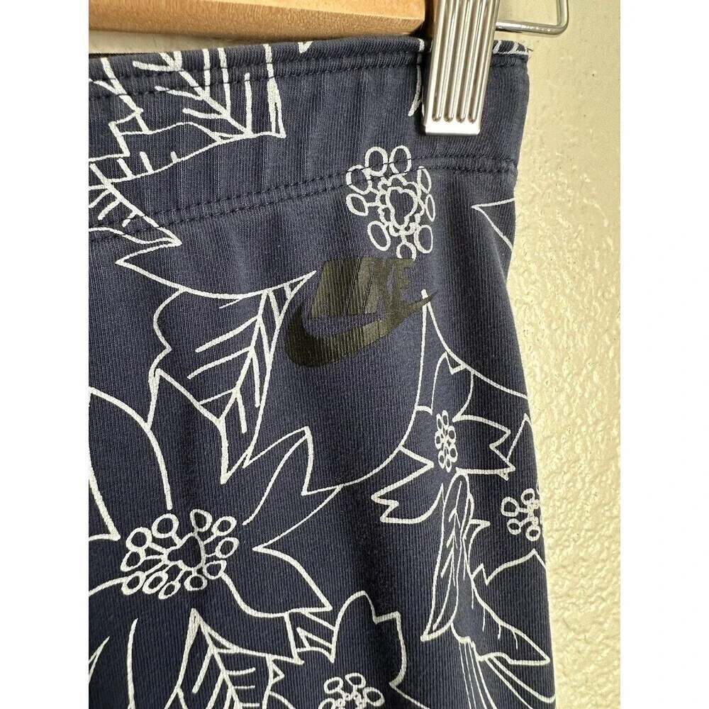 Nike Just Do It Print Floral Legging Women's Size Small Blue Elastic Band Gym - Picture 4 of 4